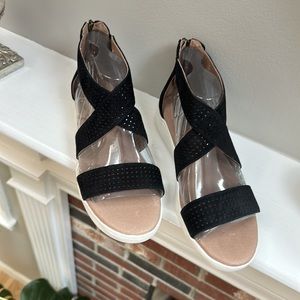 New in box, Black Suede Sandals, size 8M, by Adam Tucker